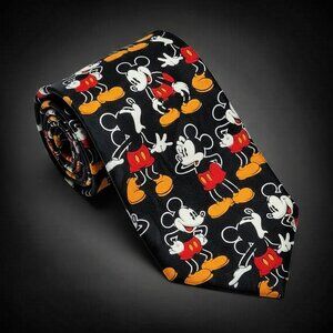 Mickey Mouse Tie Black AOP Novelty Necktie Disney Mickey Inc Dad Classic Cartoon